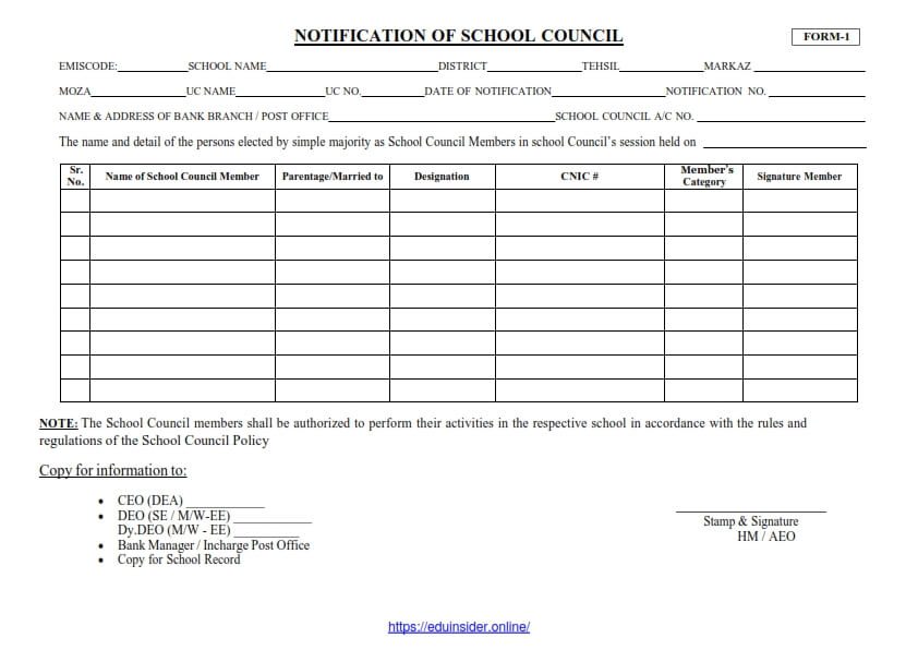 SCHOOL COUNCIL NOTIFICATION IN ENGLISH